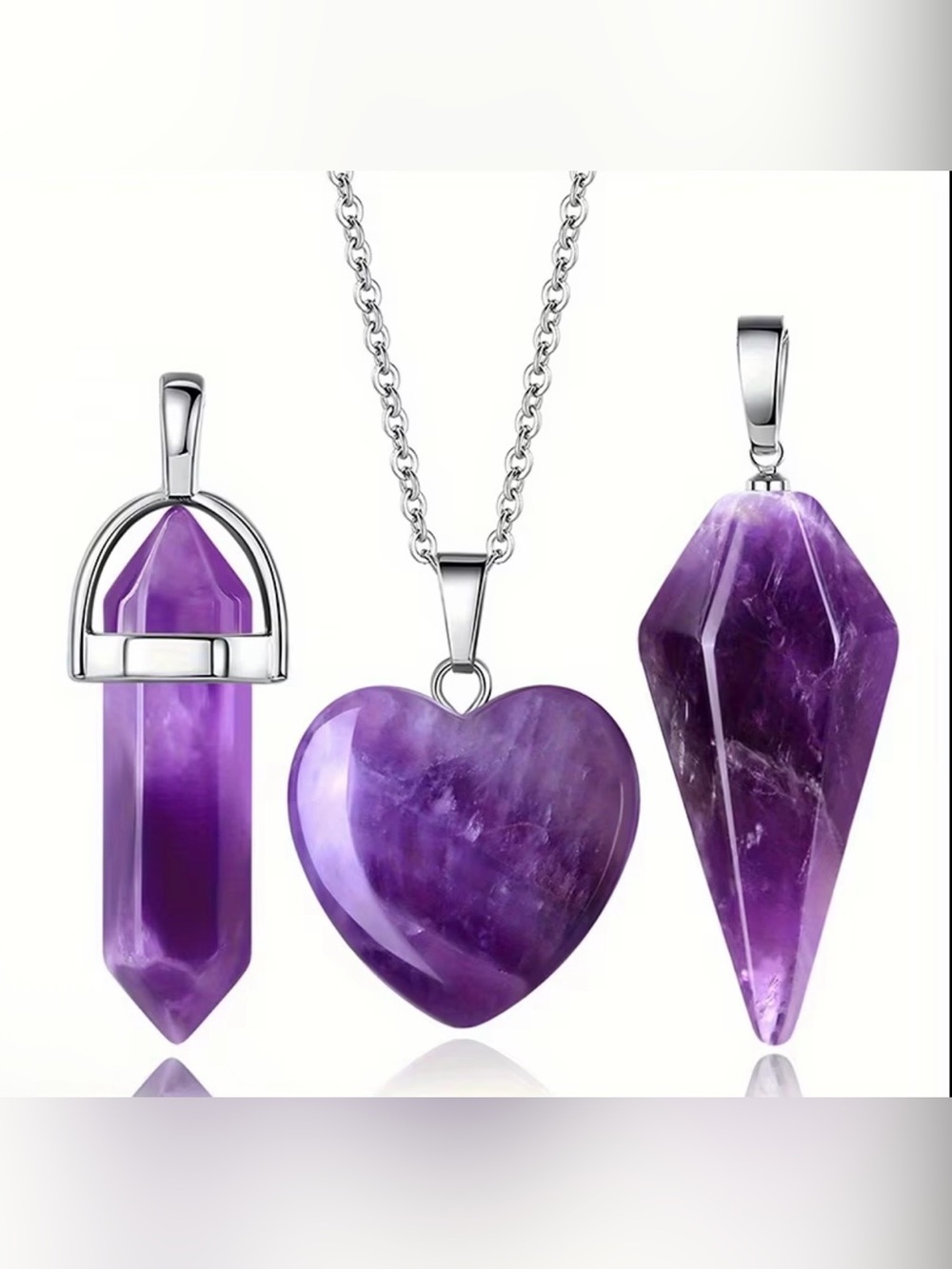 3pcs Natural Purple Crystal Agate Necklace Set